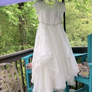SALE David's Bridal White Flower Girl/Bridal Party Teen Sz 14 Bridal Dress